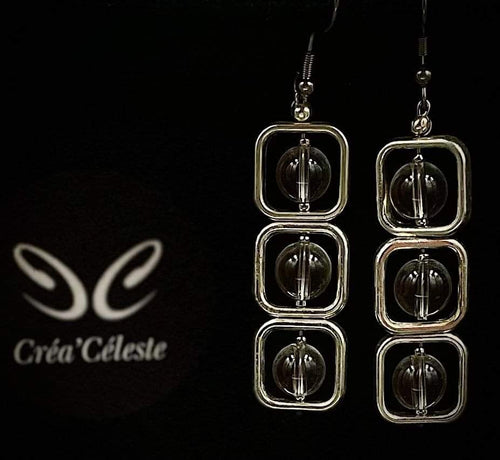 Boucles d’Oreilles Carrées Cristal de Roche