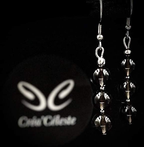 Boucles d'Oreilles Quartz Fumé