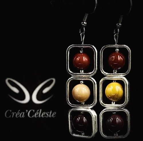 Boucles d’Oreilles carrées Mokaïte