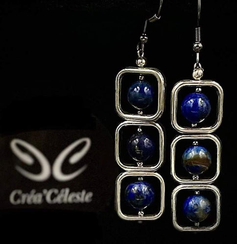 Boucles d'Oreilles Carrées Lapis Lazuli